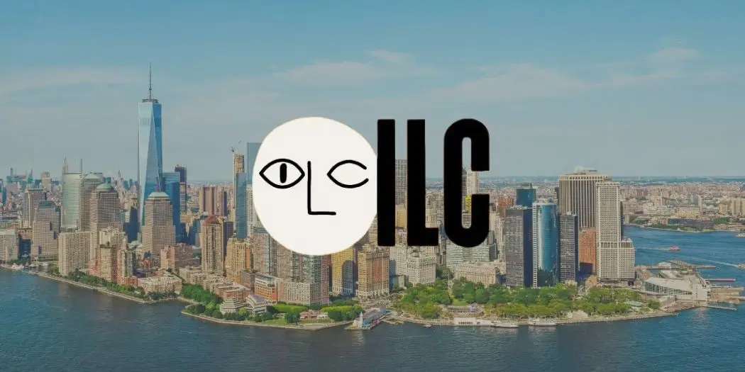 ILC's logo with New York in background