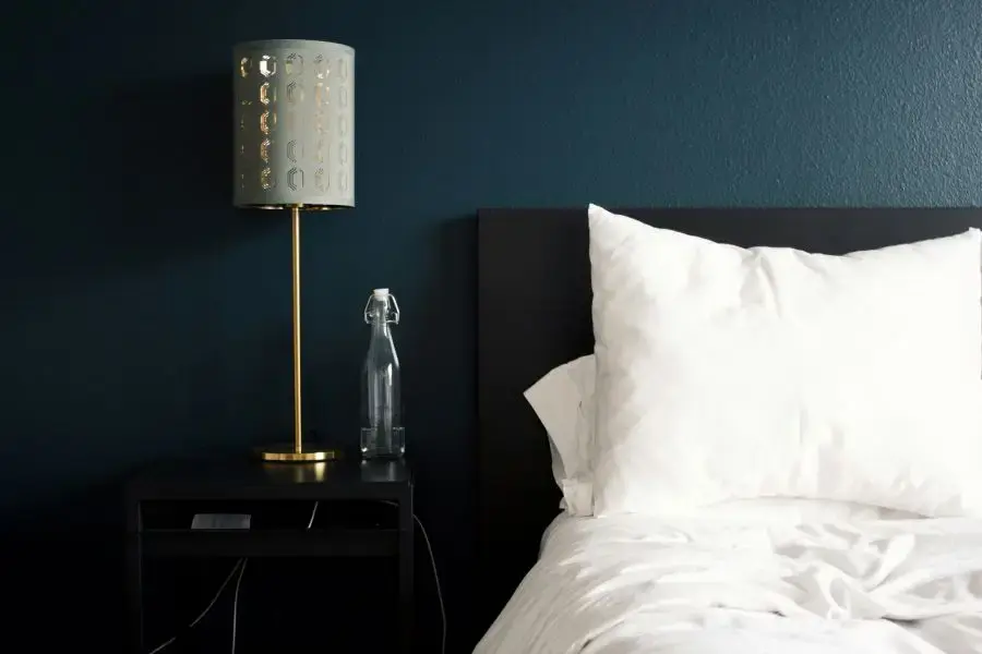 Bedside table with a lamp